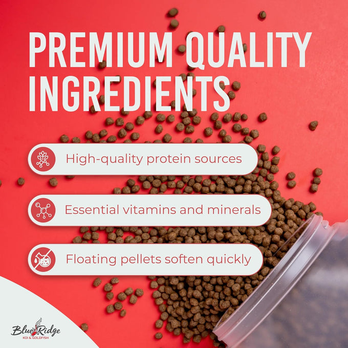 Blue Ridge 4.5lb Koi Fish Food Platinum Pro Formula, Premium Pond Pellet with Spirulina for Color Enhancement