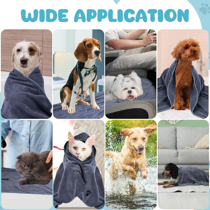 WOUSEDO 40'' x 23.6'' Microfiber Dog Towels 2-Pack Grey
