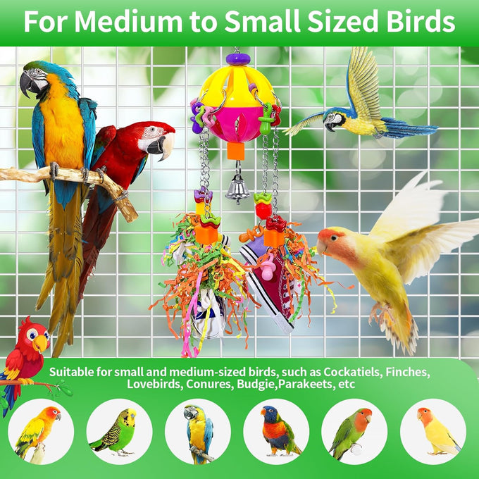 Parrot pullable colorful chew sneakers bird toys for amazons mini macaws african greys cockatoos conures cockatiels lovebirds parrotlet eclectus