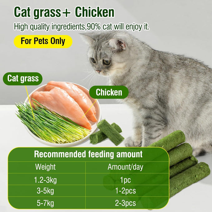 30g cat grass sticks for cats, delicious edible chew toy treats for teeth cleaning and hairball removal