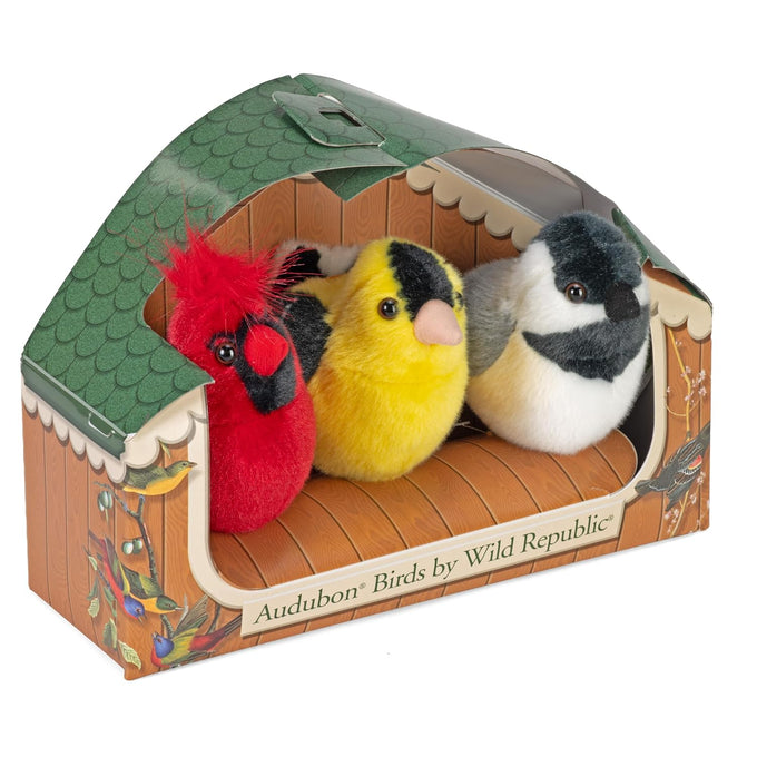 Wild Republic Audubon Birds Collection with Northern Cardinal, American Goldfinch, Chickadee and Authentic Bird Sounds for Kids and Birders