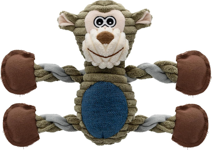 BuyPow Monkey Squeaky Dog Chew Toys, Interactive Tug of War Puppy Toys for Small, Medium, Large Dogs Soft and Durable