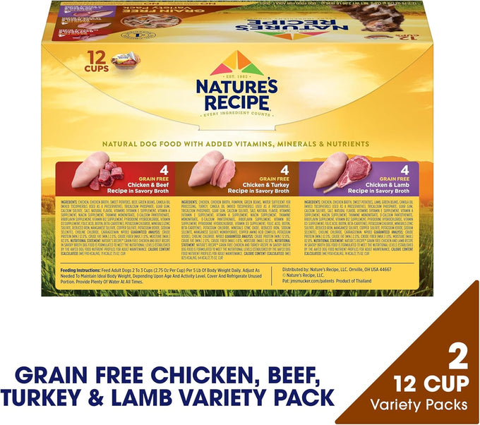 Nature's Recipe Grain-Free Wet Dog Food Variety Pack, 12 x 2.75oz