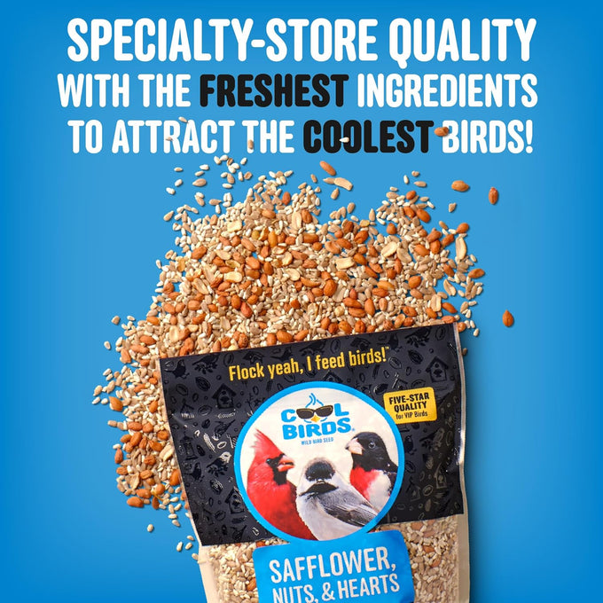 Cool Birds Safflower sunflower hearts peanuts 10 lb wild bird seed no corn milo millet outside feeders gourmet bird food