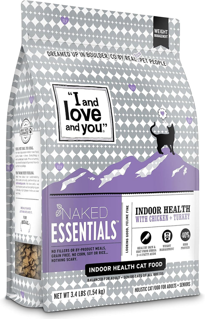I and love and you Naked Essentials Dry Cat Food - Chicken + Duck - Grain Free, Real Meat, No Fillers, Prebiotics + Probiotics, 3.4lb Bag