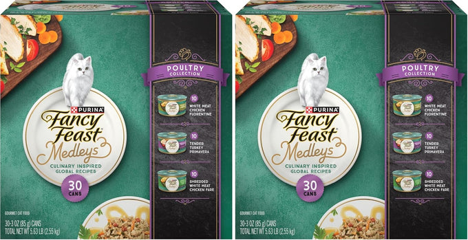 Purina Fancy Feast Medleys Poultry Collection Wet Cat Food Variety Pack - (Pack of 30) 3 oz. Cans