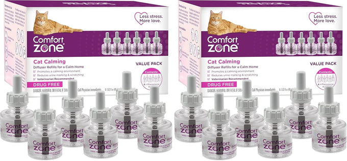 6-pack Comfort Zone cat calming pheromone refills for diffusers, 30-day refills, 180-day supply