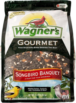 Wagner's songbird banquet wild bird food, 5-pound bag, all-natural, high-quality mix with sunflower seeds and nuts