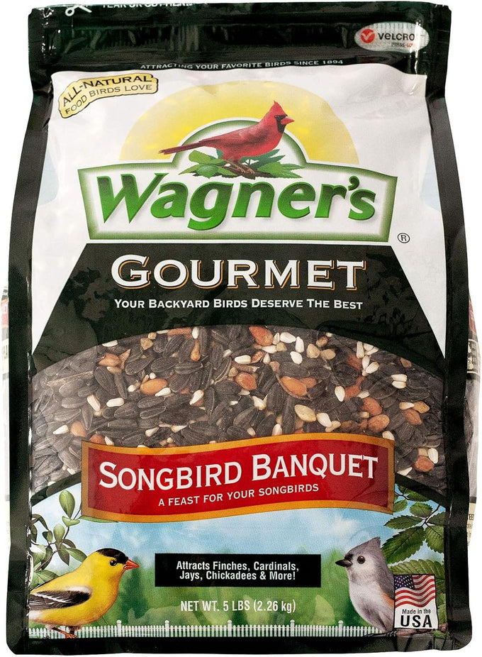 Wagner's songbird banquet wild bird food, 5-pound bag, all-natural, high-quality mix with sunflower seeds and nuts