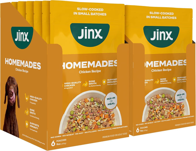 Jinx Salmon Wet Dog Food Topper, Mix with Dry Dog Food, Made with Real Salmon & Chicken, Bone Broth, No Fillers, Puppy, Adult, Senior, 9oz, 12 Pack