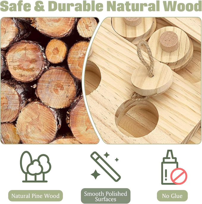 BNOSDM wooden bird foraging toy with natural wood stand platform for parrots, parakeets, cockatiels, sun conures