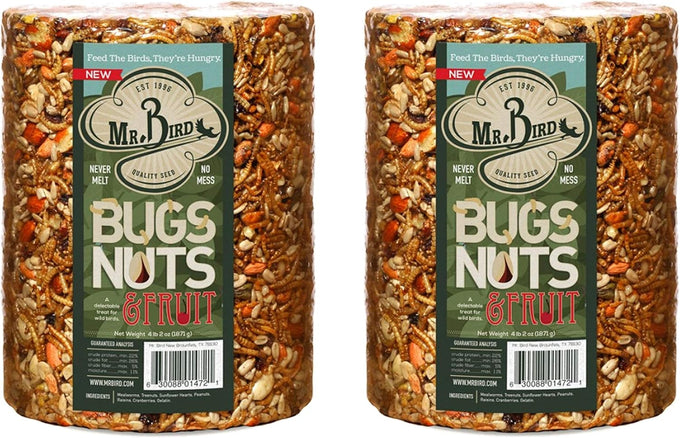 Mr. Bird 4.5 lbs large cylinder wild bird seed with mealworms, nuts & fruit for year-round use
