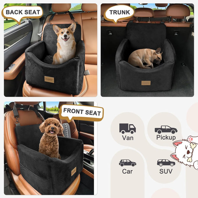 joejoy dog car seat for small medium dogs under 35lbs, black