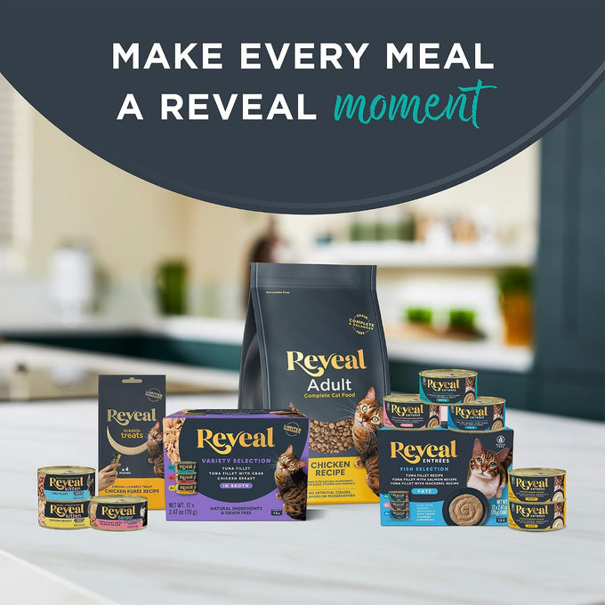 Reveal Natural Wet Canned Cat Food, Limited and Natural Ingredients, Grain Free, High Protein with No Artificial Additives, Chicken Breast in Broth (24 x 2.47 oz Cans)