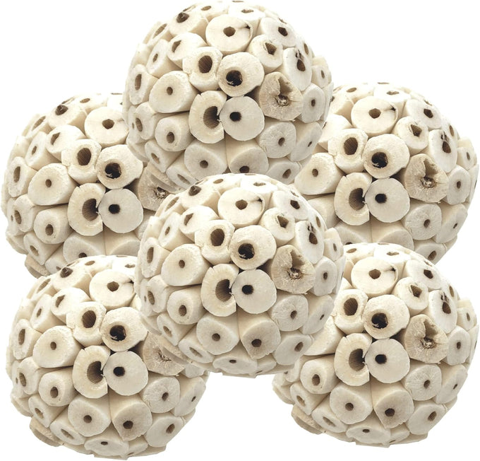 Bonka Bird Toys 1214 Pk3 all-natural sola atta balls 3-pack 2" diameter chew toys for parrots parakeets cockatiels safe and small pets