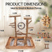 Natural real wood bird perch stand for small to medium birds, multi-layer parrot playground gym with feeding cups and toys