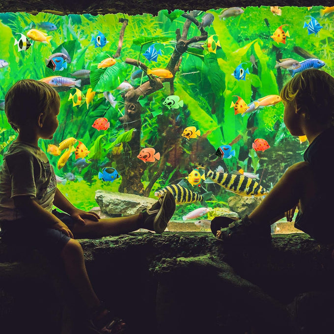 Weewooday 20 Pcs Artificial Moving Fishes Plastic Floating Lifelike Fish Tank Ornaments Aquarium Decorations Assortment