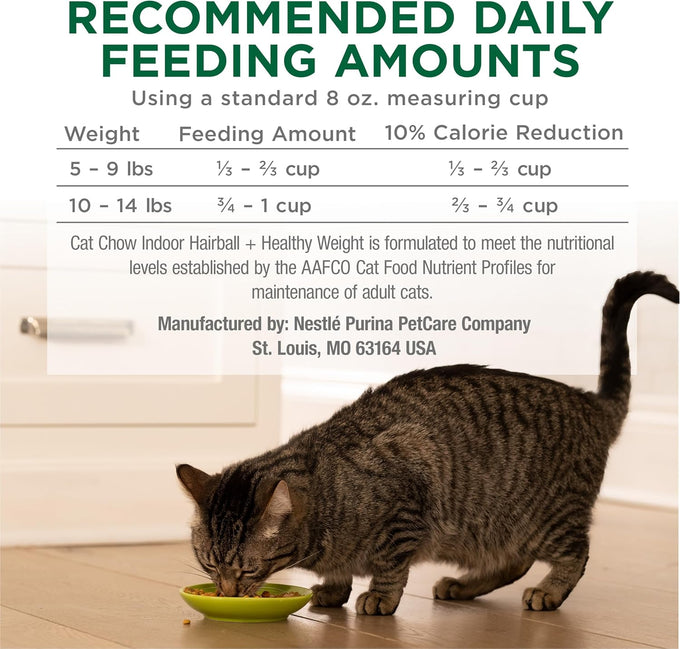 Purina Cat Chow Indoor Healthy Weight with Chicken, Farm-Raised Chicken, Omega-6 Fatty Acids, 3.15 lb. Bags, Pack of 4