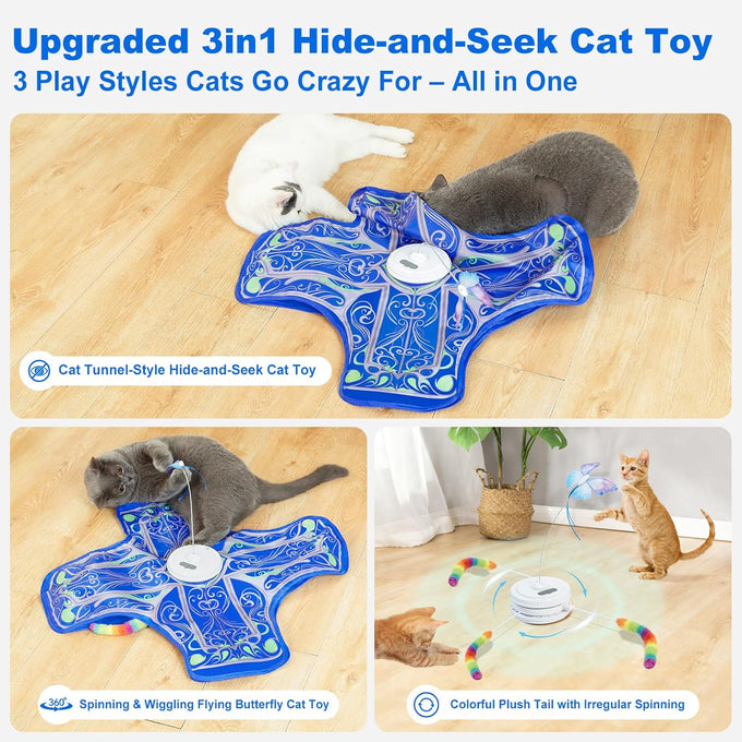 Qraxond Rechargeable Touch Activated Hide and Seek Kitten Toy for Indoor Cats, Blue
