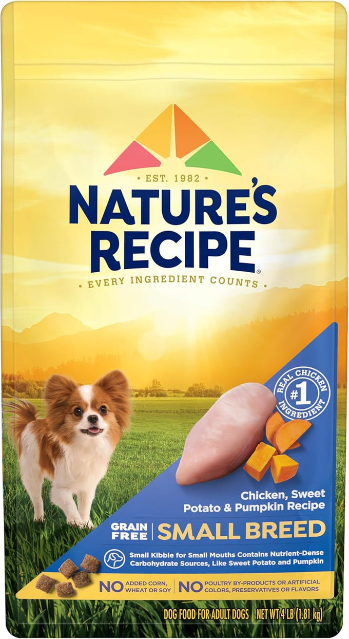 Nature's Recipe Grain Free Small Breed Adult Chicken Sweet Potato & Pumpkin Dry Dog Food 4 lb Bag