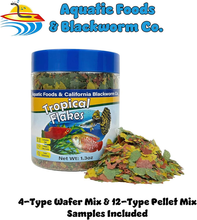 premium-tropical-fish-flakes-for-angel-fish-guppies-live-bearers-loaches-gouramis-cichlids-and-all-tropical-fish-with-pellets-and-wafers-1-30oz-canister