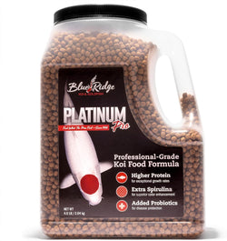Blue Ridge 4.5lb Koi Fish Food Platinum Pro Formula, Premium Pond Pellet with Spirulina for Color Enhancement