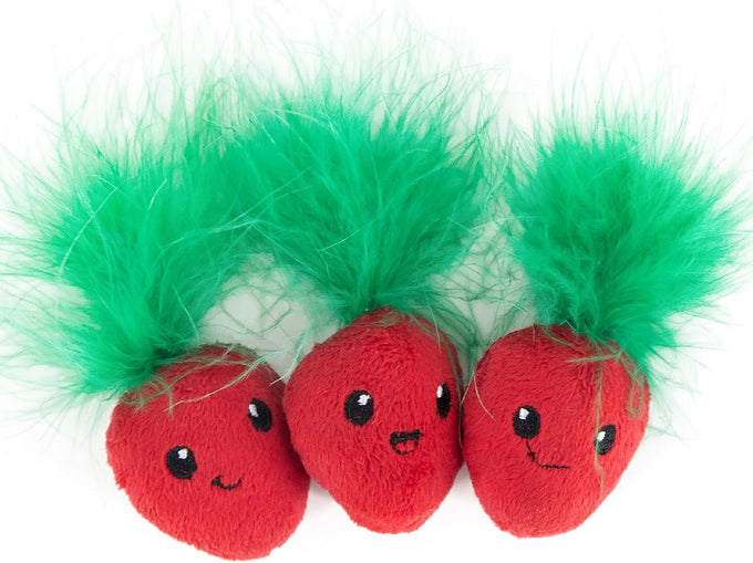 Catstages Strawbabies 3-Pack interactive cat toys for kittens and indoor cats with catnip, feathers, and crinkle