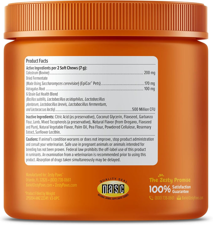 Zesty Paws Lamb Allergy Immune Bites, Dog Probiotics Chews for Itchy Skin and Ears, 90 Count