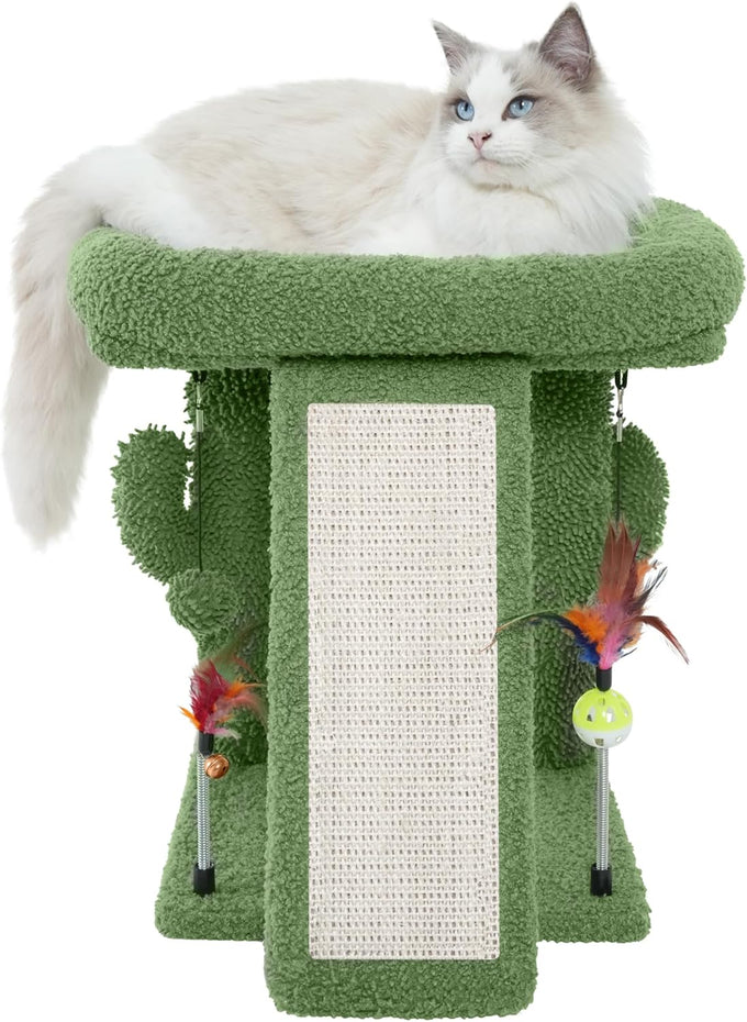 TWDEPART Cat Tree Tower with Grey Scratching Post for Indoor Cats, 16.93"L x 13"W x 17.7"H Climbing Tree