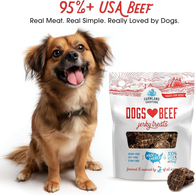 Farmland Traditions 3-ingredient, no filler, beef jerky dog treats, 2.5 pounds, made in USA, pack of 1