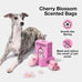 Vetreska pink cherry blossom scented dog poop bag dispenser with 105 leak proof pet waste bags for cats