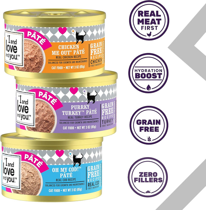I AND LOVE AND YOU, Cat Food Variety, 3 Ounce, 12 Pack