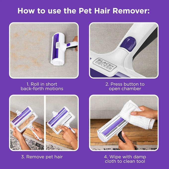 Black+Decker Pet Hair Remover with Roller, Easy Dog Hair and Cat Hair Removal (HMSCT0001)