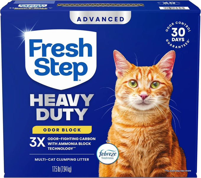 Fresh Step Advanced Multi Cat Clumping Litter with Febreze, 17.5 lb, Heavy Duty, Low-Dust, Odor-Block Formula