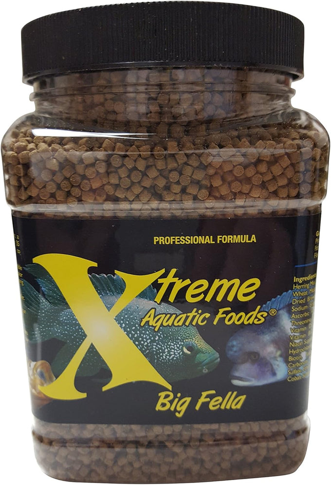 xTreme Big Fella 3.0mm Pellets: Professional Nutrition for Medium to Large Cichlids and Community Fish - USA Farm Grown Pellet Food (20oz)