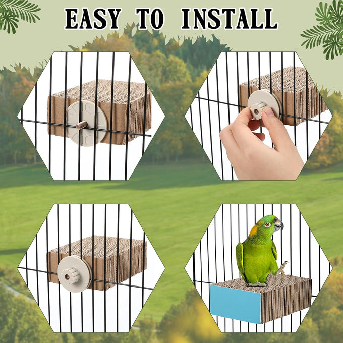 Skyygemm 2-piece bird perch for macaws, parakeets, conures, budgies, finches, and cockatiels with robust corrugated paper