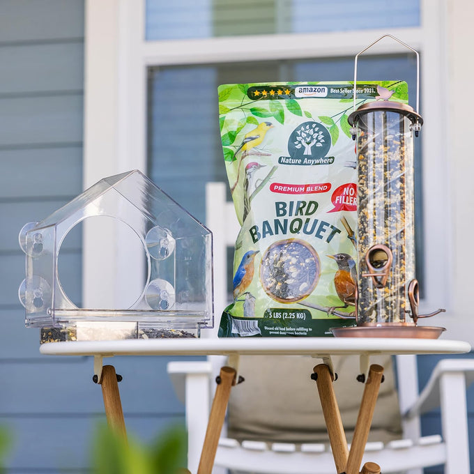 Nature Anywhere Bird Banquet Wild Bird Seed for Outside Feeders, Made in USA, No Fillers