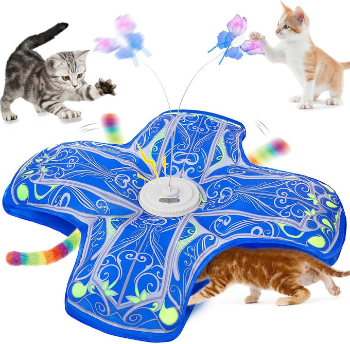 Qraxond Rechargeable Touch Activated Hide and Seek Kitten Toy for Indoor Cats, Blue