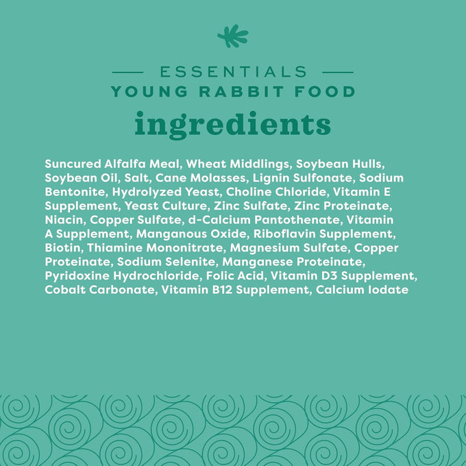 oxbow essentials young rabbit food made with timothy pet food pellets high fiber bunny supplies 10 lb bag