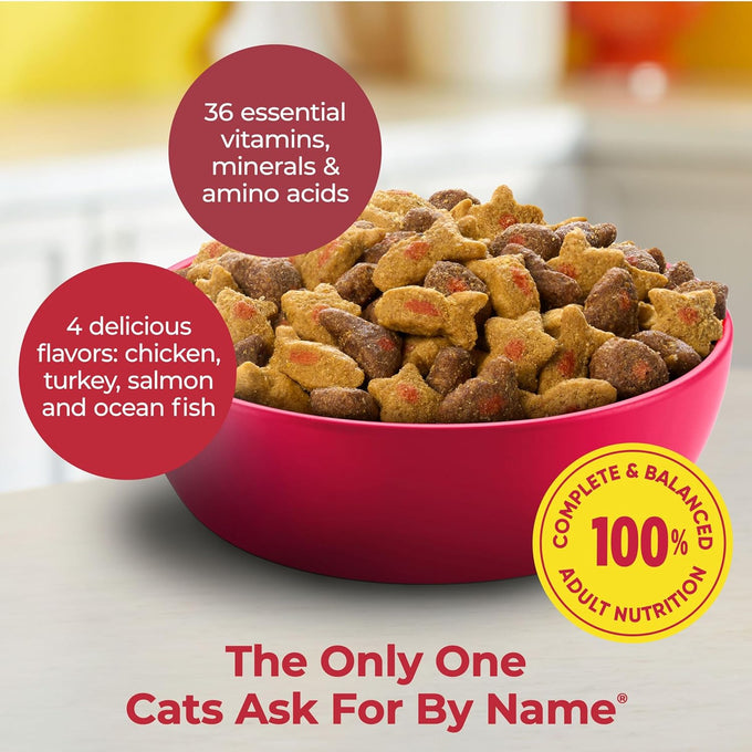 Meow Mix Adult Cat Hairball Control Dry Food, 6.3 lb Bag, Chicken, Turkey, Salmon, Ocean Fish