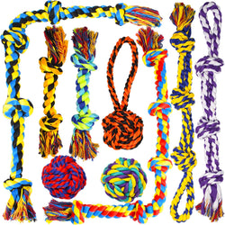 SharlovY Large Tough Chew Toys for Aggressive Chewers, 9-Kit Cotton Rope Toys Set for Medium-Large Breed Dogs