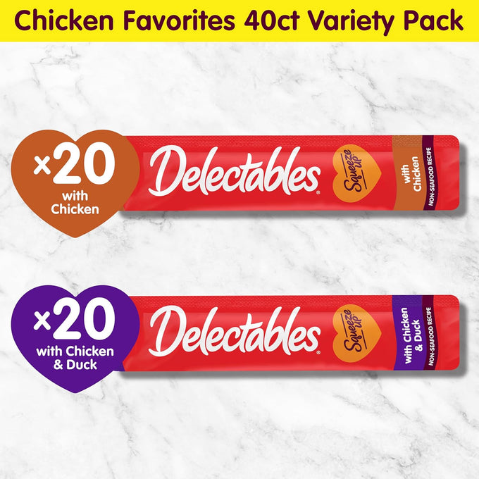 Delectables Squeeze Up Non-Seafood Chicken, 0.5 Ounces Tube, Grain-Free, 40 Tubes Total
