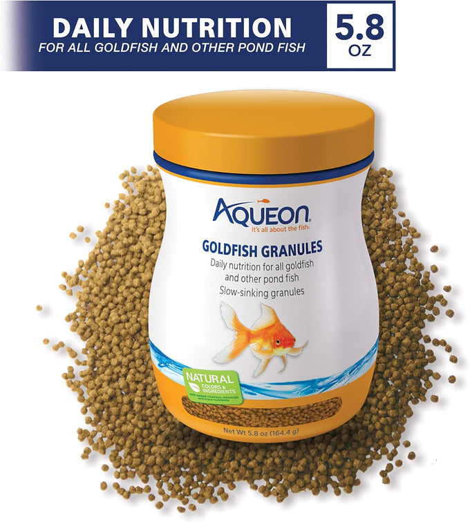 Aqueon Goldfish Fish Food Slow Sinking Granules, 5.8 Ounce, for Common Goldfish and Small Koi
