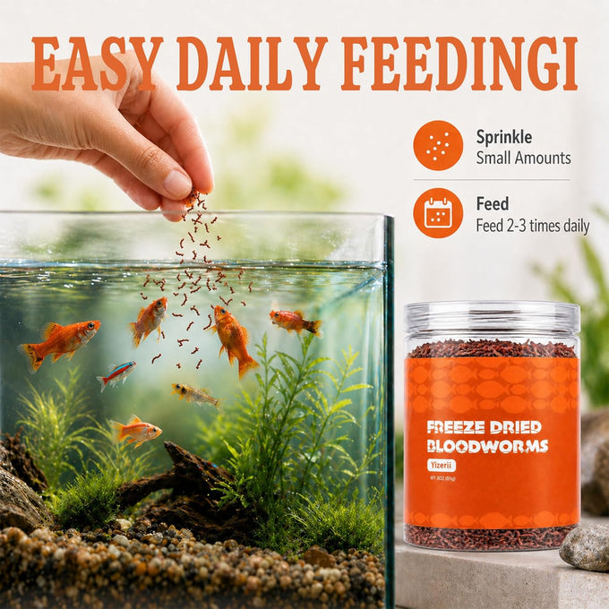 High-Protein Freeze-Dried Bloodworms Fish Food for Goldfish, Betta, Cichlids, Guppies, Tropical & Saltwater Aquarium (30Z)