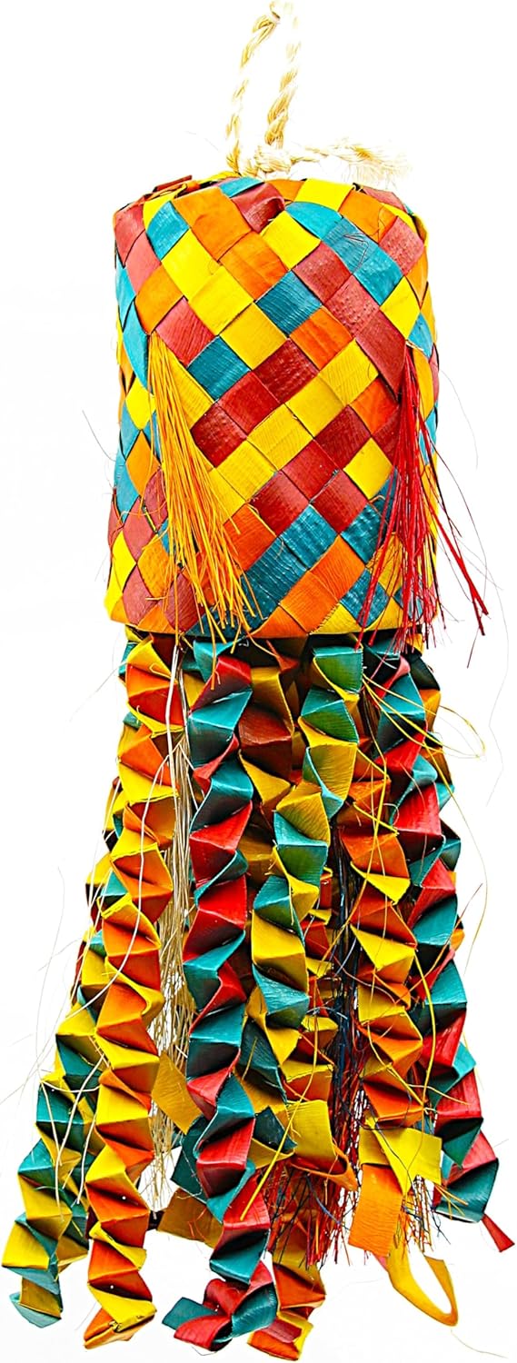 Planet Pleasures Parrot Piñata Octopus Toy for Small Parrots, Natural Bird Toy for Over Preening and Feather Chewing