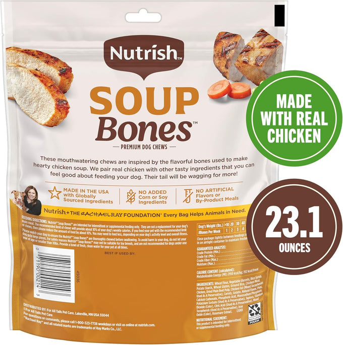 Rachael Ray Nutrish Soup Bones Premium Dog Chews with Real Chicken & Veggies, 11 Pieces, Soft Texture, Rawhide-Free