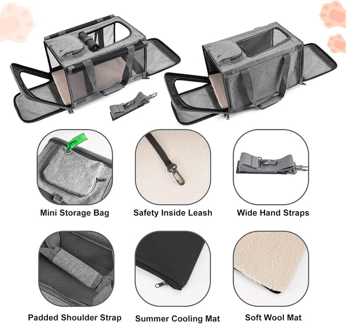 GAPZER Large Cat Carrier for Medium Big Cats, Soft-Sided, Washable, and Collapsible Pet Travel Bag