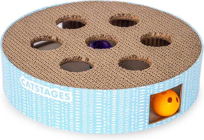 Catstages Scratch N' Hunt Interactive Cat Puzzle Toy for Indoor Cats with Claw Trimming Scratcher and 3 Hunting Balls
