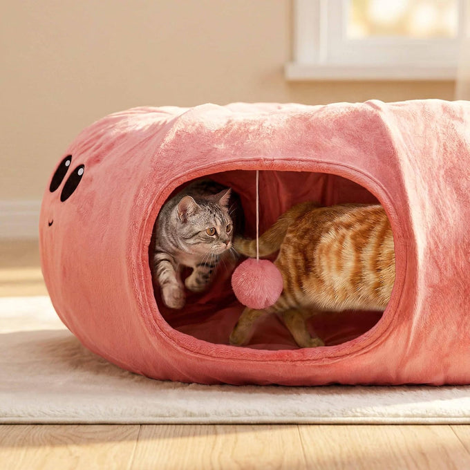 Cat Octopus Tunnel Bed with 20 Toys, Collapsible Indoor Cat Playhouse for Kittens, Machine Washable Cushion