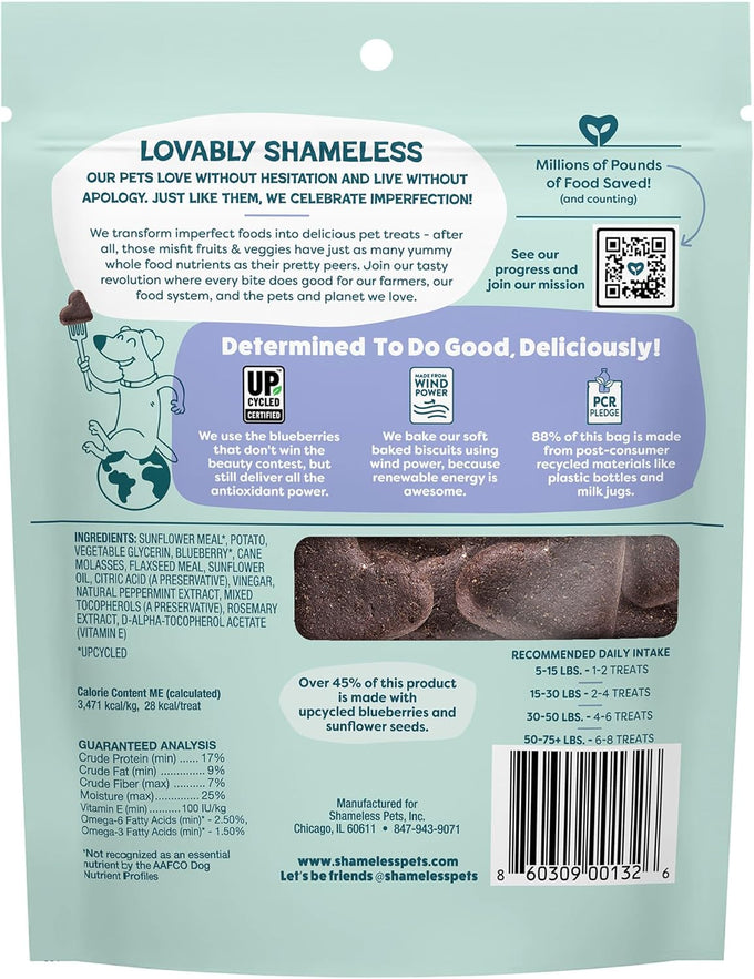 Shameless Pets Soft-Baked Dog Treats, Blueberried Treasure: Natural & Healthy Treats for Training & Immune Support, 6oz, Grain-Free